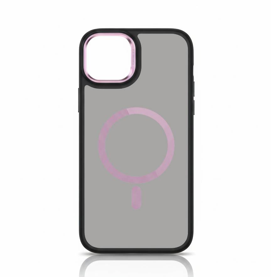 Case transparent noir avec MagSafe pour iPhone 14 Plus, 15 Plus